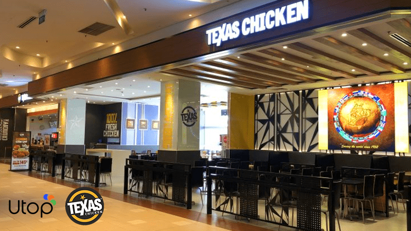 Chi nhánh Texas Chicken thường tọa lạc tại các trung tâm thương mại lớn